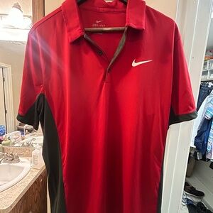 Nike Men's Red and Black Polo Shirt